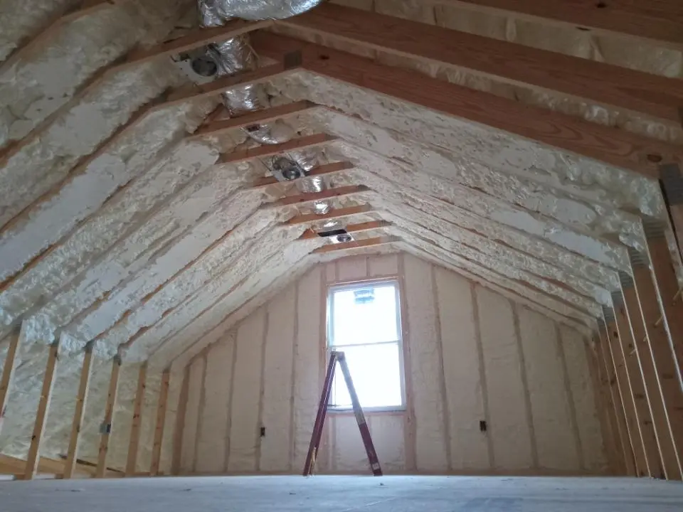 Spray foam roofing application for Crawl Space Insulation project in Haddam